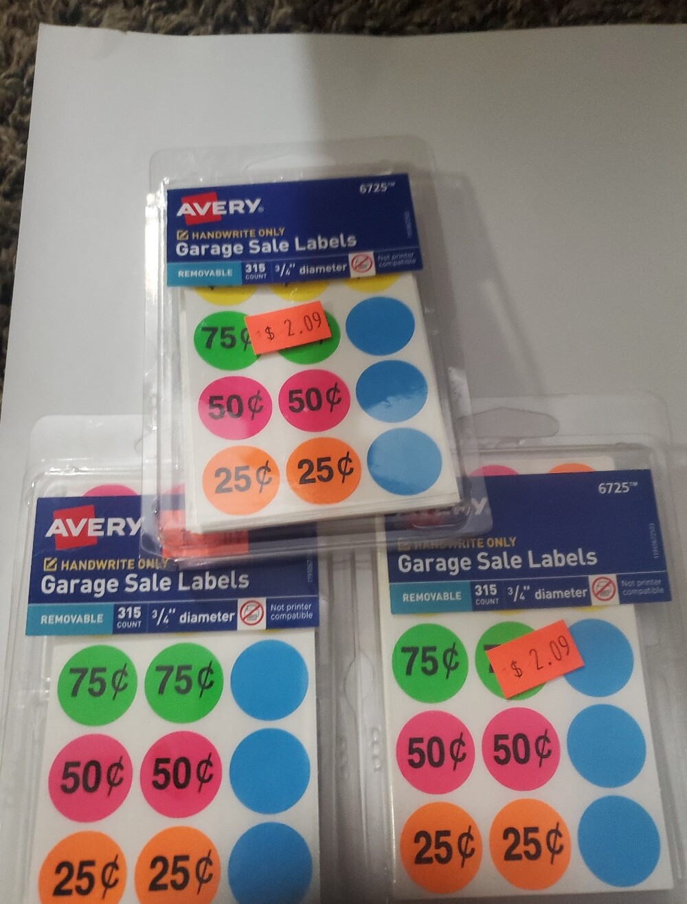 3pks Avery Price Dot Labels